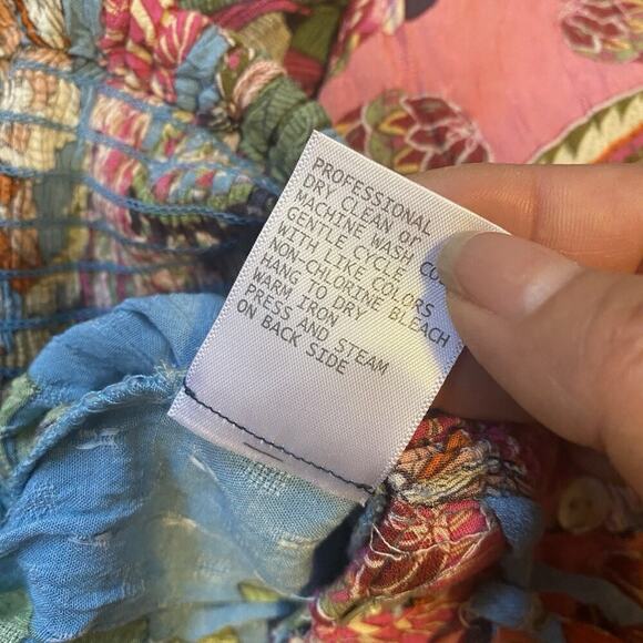 Y2K Tiered Peasant Skirt Maxi Women XS/S PullOn Elastic Boho Beach Tropical Bird - Picture 6 of 10